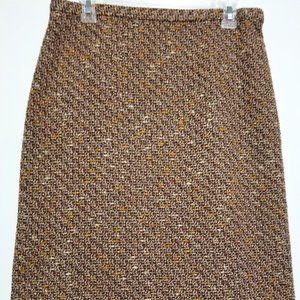 Loft Brown Plaid Pencil Skirt